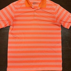 Nike Men's Bright Orange Striped Polo Shirt